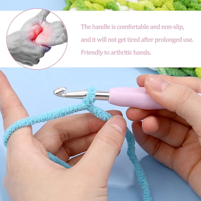 6.5 mm Crochet Hook, Ergonomic Handle for Arthritic Hands, Extra Long  Knitting Needles for Beginners and Crocheting Yarn (6.5 mm)