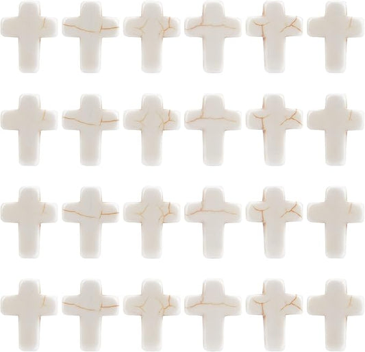 SUNNYCLUE 1 Box 100Pcs White Turquoise Cross Beads Synthetic Turquoise Stone Bead 12x16mm Easter Mini Small Cross Beads for Jewelry Making Charms Beading Supplies DIY Bracelet Necklace Adult