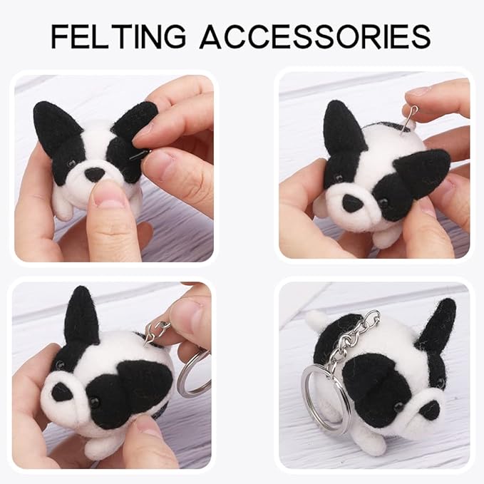 QMNNMA Needle Felting Kit, Animals Needle Felting Set, DIY Wool Felt Materials Set with Felting Tool and Instruction for Needle Felting Craft Project and DIY Handmade