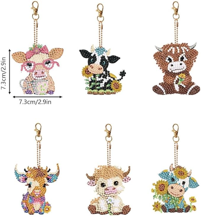 Diamond Painting Keychains Kits, Double Sided Diamond Art Keyrings for Adults, DIY Art Key Rings Ornaments Kits