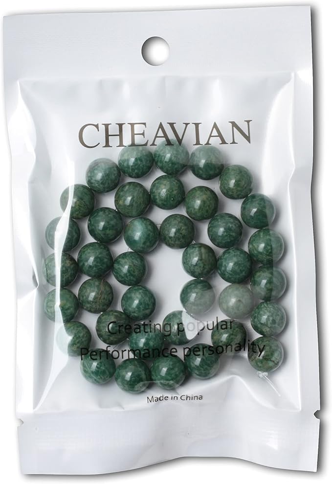 cheavian 35pcs 10mm natural african jade gemstone round loose beads for jewelry making diy findings 1 strand 15"