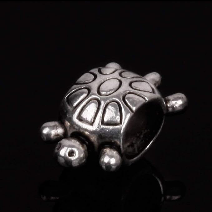 RUBYCA 30pcs Tibetan Silver Tone Spacer Beads Fit European Charms Bracelet Turtle Two Sides
