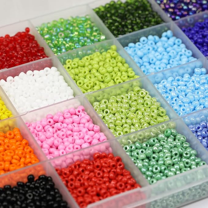 Bala&Fillic Size 3mm Seed Beads About 7200pcs in Box, 8/0 Glass Seed Beads for Making Bracelet Necklace Earring Jewelry (About 300pcs/Color, 24 Colors)
