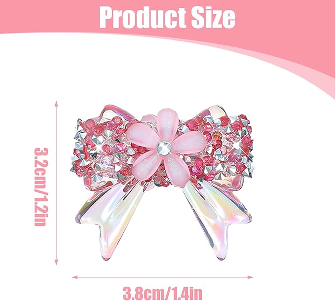 Rhinestone Bows Beads for Pens, Keychain Making Kit, 6PCS 38×32 mm Large Crystal Rhinestone Bead Bulk DIY Suppliers, Focal Beads for Pens, Candy Sparkle Bling Ball Bead Bulk