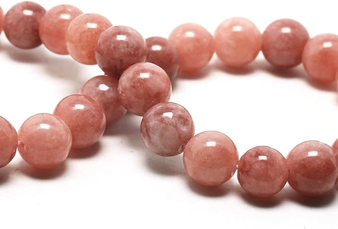 6mm Natural Stone Beads for Jewelry Making - Gemstone Round Loose Beads for Bracelets(58-62pcs, Orange Stone Jade)