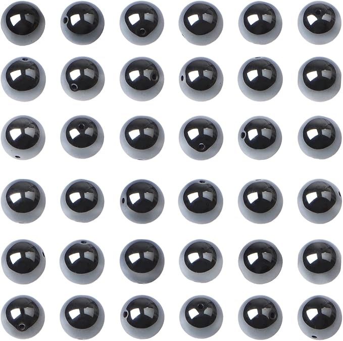 bymitel 10mm natural hematite metallic round beads gemstones genuine with 90pcs diy jewelry making unisex (10mm 90pcs, hematite)