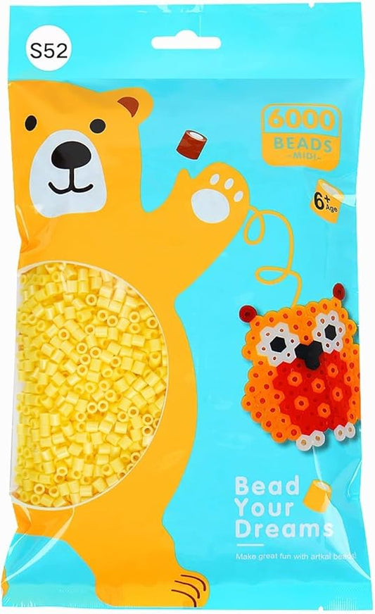 ARTKAL Fuse Beads 6000 Melty Beads Compatible 5 mm Perler and Hama Bead, Yellow, S52