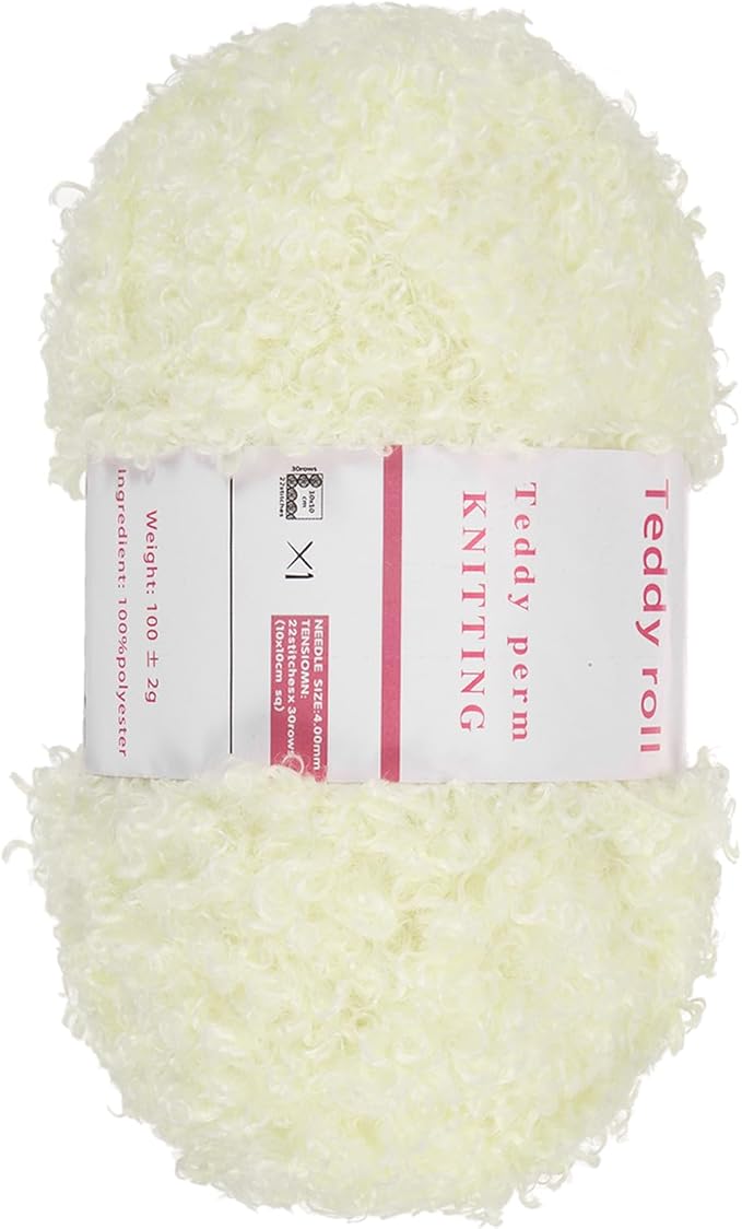 MECCANIXITY 1 Skeins Eyelash Yarn Fur Soft Fluffy Chunky Polyester Yarn Fuzzy Light Cream White for Crocheting Knit DIY Clothes Bag - 55Yard/50m, 3.53oz