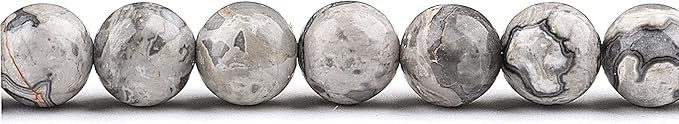 Natural Stone Beads for Jewelry Making - 10mm Round Gemstone Beads for Bracelets(34-37pcs, Map Jasper)