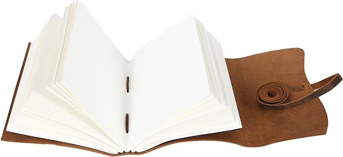 KomalC Handmade Leather Journal | Writing Diary | Bound Daily Notepad For Men & Women Unlined Paper Medium, writing pad gift for artist, sketch