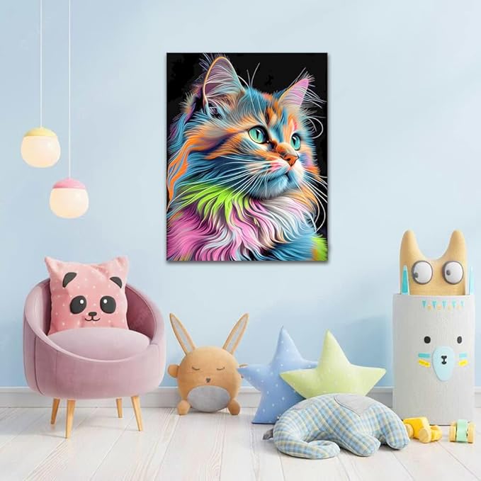 ijbnhd Cat Diamond Art Kits for Adults, Cute Cat Diamond Painting Kits for Adults Round Full Drill Crystal Craft Kits for Home Wall Decor Gifts 12X16in