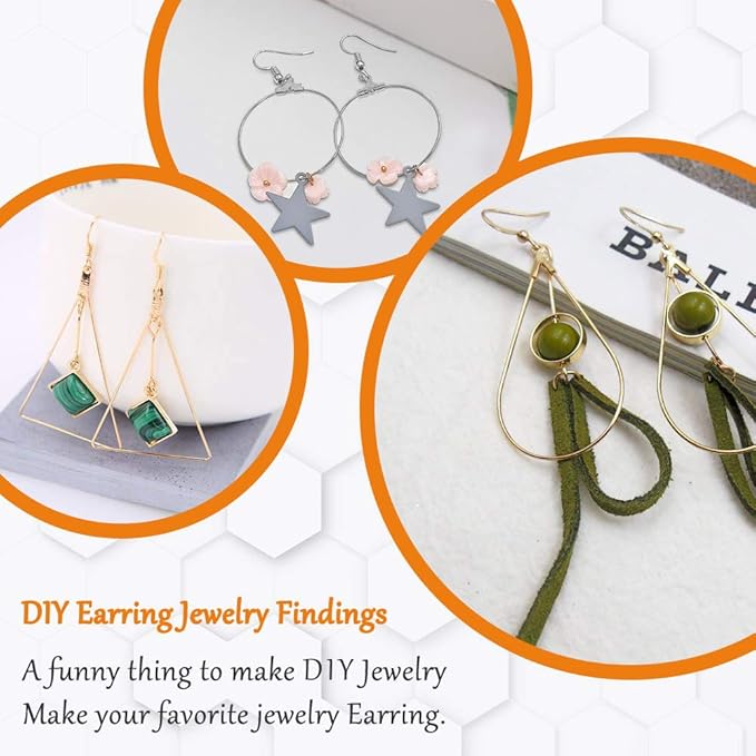 96pcs earrings beading hoop set for jewelry making,earring finding triangle teardrop round beading hoop earrings bulk with 200pcs earring hooks hoops wires for diy craft jewelry making
