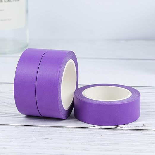 NatSumeBasics 3 Purple Washi Tapes Plain Decorative Masking Tape, 32 Feet Self-Adhesive Tapes for Packaging Decor Journals Scrapbooks Planners DIY Crafts Gift (Purple)
