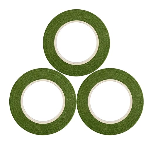 DECORA 1/2" Wide 3 Rolls Green Floral Stem Wrap Tapes for Bouquets and Brooch