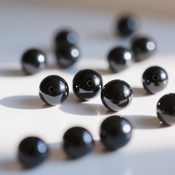 Laopottbeads 800 Pcs Black 8MM Pearl Beads for Jewelry Making Round Pearl DIY Kit for Bracelets, Earrings, Necklaces & Anklets