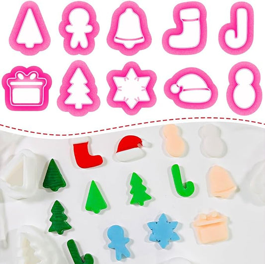 Xaekicr 10 Pcs Christmas Polymer Clay Cutters Set – Holiday Clay Cutters for Earrings, Ornaments & Jewelry Making – Gingerbread, Snowman, Tree Shapes – Clay Tools for Polymer Clay Crafts