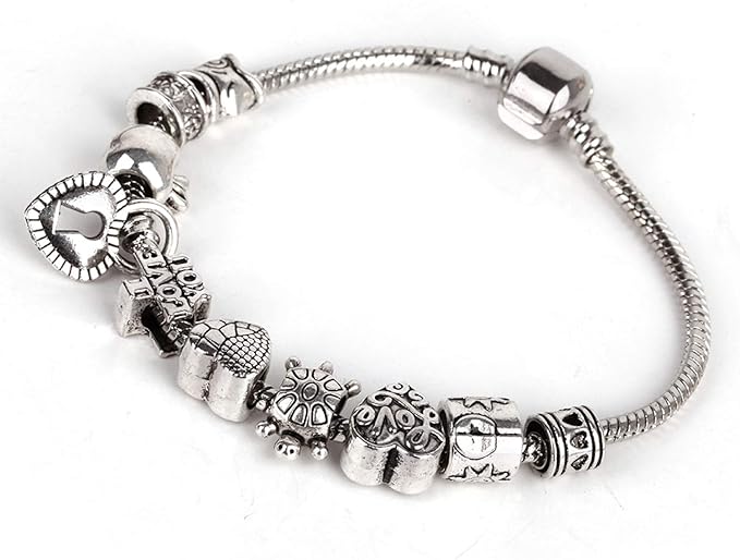 RUBYCA 30pcs Tibetan Silver Tone Spacer Beads Fit European Charms Bracelet Turtle Two Sides