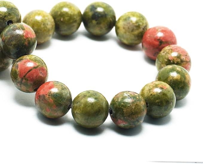 10mm Natural Stone Beads for Jewelry Making - Gemstone Round Loose Beads for Bracelets(35-38pcs, Unakite Jasper)