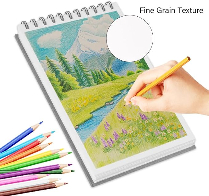 5.8" x 8.3" Mixed Media Sketch Book,Spiral Bound Hardcover Sketchbook,60 Sheets 92lb/150gsm Neutral White Acid Free Paper,Art Journal Sketchbook for Drawing Writing Sketching Illustration,Silver Gray