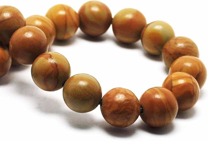 Natural Stone Beads for Jewelry Making - 10mm Gemstone Round Beads for Bracelets(35-38pcs, Woodgrain)