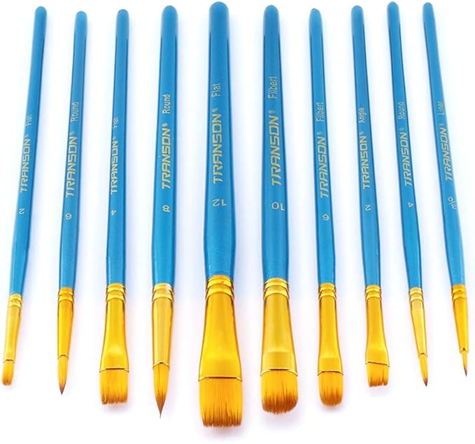 Transon 20pcs Bulk Artist Paint Brush Set for Acrylic Watercolor Gouache Hobby Craft Face Painting Blue