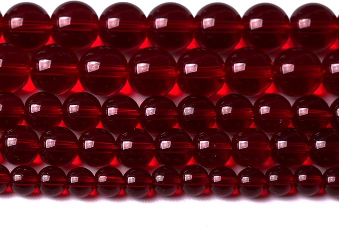 136pcs 6mm Smooth Garnet Red Glass Crystal Round Loose BeadsFor Jewelry Making DIY Bracelet Necklace Accessories 32" 2 Strand