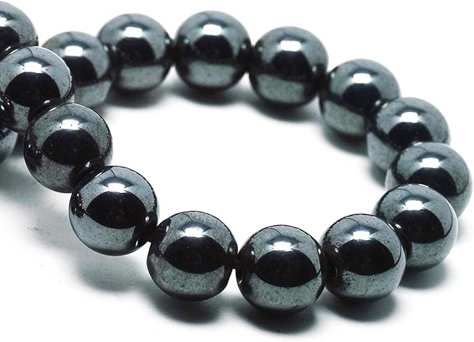 Natural Black Hematite Beads for Jewelry Making - Silver Stone Beads Gemstone Beads for Bracelets, 6mm Crystal Beads Round Loose Beads(59-62pcs, 6mm, Black Hematite)