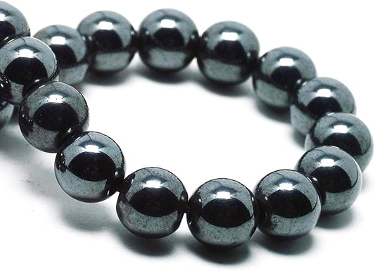 Natural Black Hematite Beads for Jewelry Making - Silver Stone Beads Gemstone Beads for Bracelets, 8mm Crystal Beads Round Loose Beads(44-47pcs, 8mm, Black Hematite)