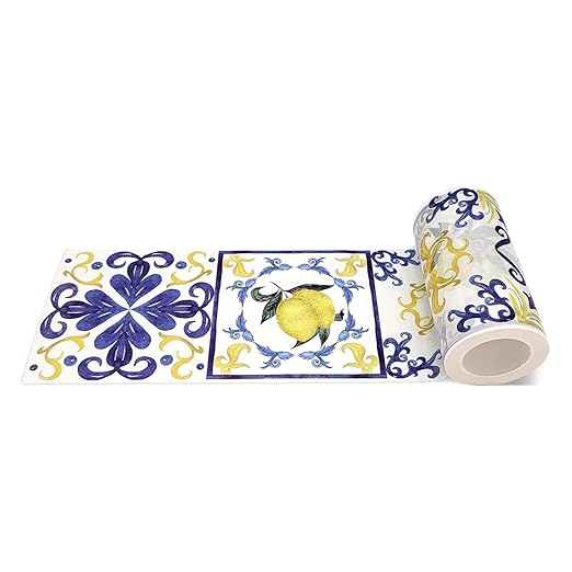 Serenity Fair Tile Pattern Washi Tape. Mediterranean Portuguese Italian Tiles Pattern Washi Tape, Extra Wide 4 inches / 10 cm Repositionable Sticker Tape Roll