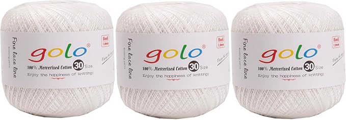 golo 3 Balls Crochet Thread Size 30 Embroidery Thread Yarn for Hand Kniting Yarn for Tatting 703