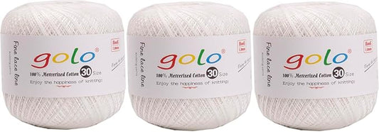 golo 3 Balls Crochet Thread Size 30 Embroidery Thread Yarn for Hand Kniting Yarn for Tatting 703