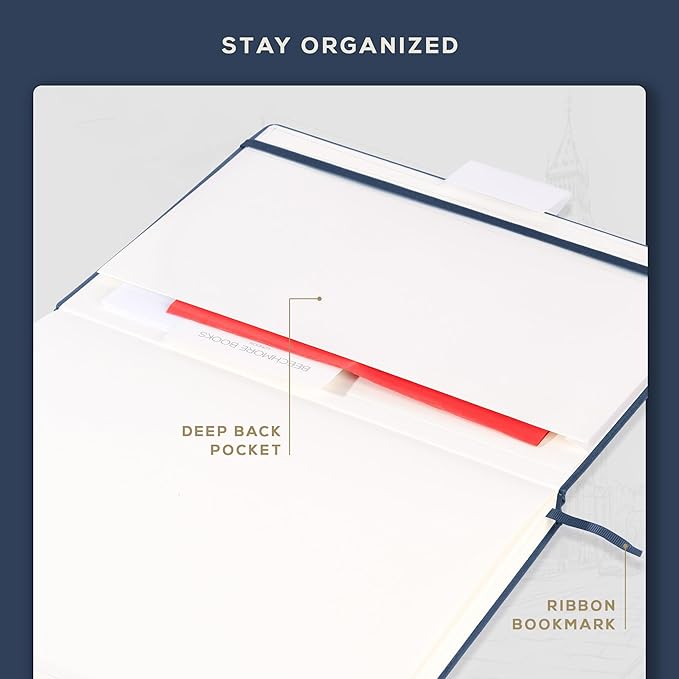 Beechmore Books A3 Mixed Media Sketchbook - 11.7x16.5 Extra Large Professional Studio Drawing Pad, 160 GSM / 98 lb Perforated Ivory Paper, Hardcover Lay-Flat Design, Gift Box for Artists & Watercolor