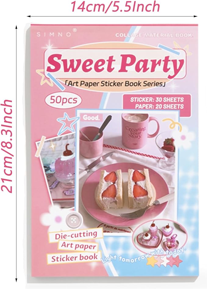50 Sheets Washi Sticker Book, 30 Sheets Aesthetics Stickers & 20 Sheets Washi Paper for Journaling Scrapbooking Bullet Journals Planners Letter Card Making