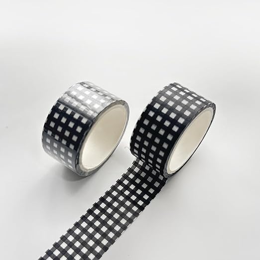 YUBX Black Grid Washi Tape Set 8 Rolls Plaid Decorative Masking Tapes for Arts, DIY Crafts, Journals, Planners, Scrapbook, Wrapping