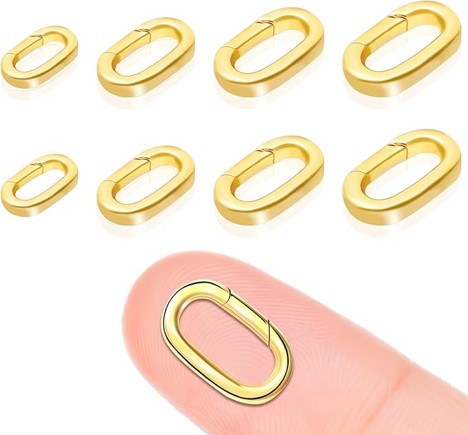8PCS Oval Clasp Carabiner Necklace Connector Stainless Steel Spring Clasps Bracelet Closures Keychain Lock Clasps Necklaces Clips Key Ring Bracelets Shortener for Jewelry Finding DIY Making Kit (A22)