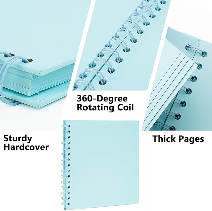 8X8 Inch DIY Scrapbook Photo Album, Kraft Blank Paper Scrap Book 40 Pages Memory Book for Wedding Family, Light Blue