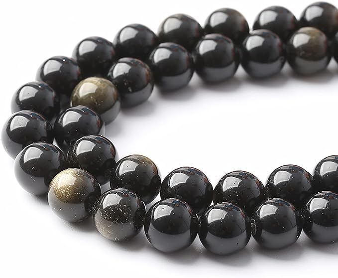 AAA Natural Gold Obsidian Gemstone Beads Energy Healing Power Stones Round Loose Beads for Jewelry Making, DIY Bracelet Necklace 6mm 60pcs
