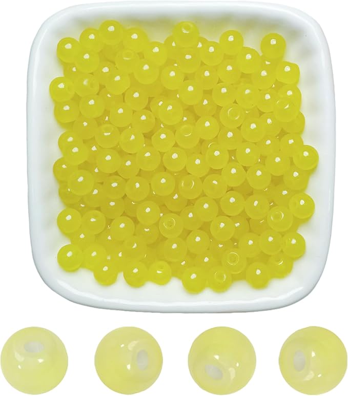 6mm Round Glass Beads for Jewelry Making, 900Pcs Glass Seed Beads for Bracelets, DIY Crafts (Yellow)