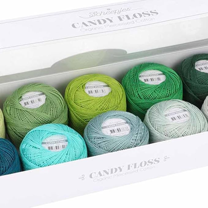 Scheepjes Candy Floss Cotton Yarn Color Pack, 10 x 20 g (10 skeins) Mint