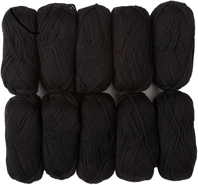 Knit Picks Wool of The Andes Worsted Weight Black 100% Wool Yarn Multi Pack (10 Balls - Coal)