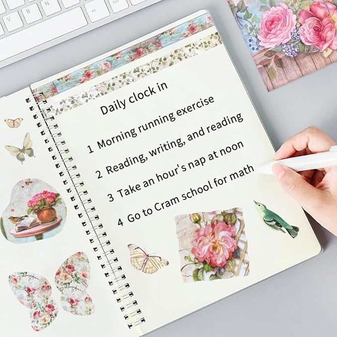 6x6” 160gsm cardstock Single Sided Scrapbooking 24 Papers Pad vintage decoupage scrapbook kit patterned paper junk journal supplies journaling supply scrap paper crafting Rose Garden