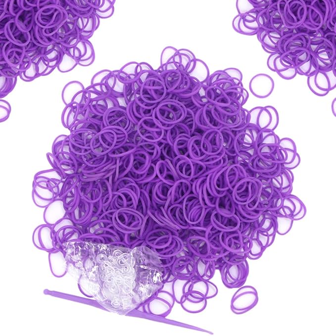 6000-Pack Rubber Loom Bands Making Kit,50PCS S-Clips10-Hooks,Colorful Rubber Bands Refill Kits for Weaving DIY Crafting Gift (Purple)