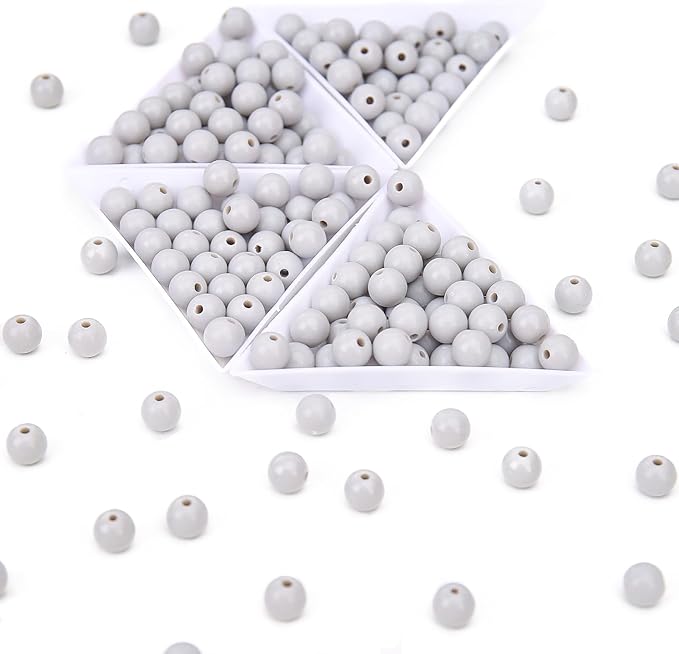 bonny boxx 1000pcs 6mm smooth grey round beads, plastic resin bubblegum balls chunky gumball beads for necklace and bracelet making, crafting supplies