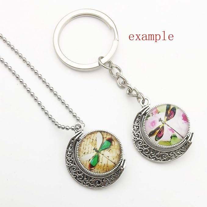 10 Sets Fit 18mm Moon Rotation Double Side Round Blank Bezel Pendant Trays Base Cabochon Settings Trays Pendant Blanks Jewelry Making DIY Findings (M133)
