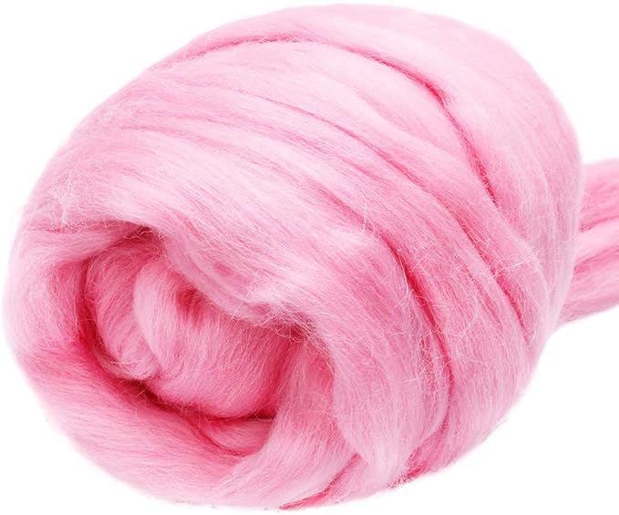 3.53oz Wool Roving, Wool Felting Supplies, Pure Wool, Chunky Yarn, Spinning Wool Roving for Needle Felting Wet Felting DIY Hand Spinning (Pink)
