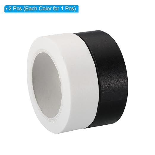 PATIKIL Holographic Washi Tape 0.59 Inch x 10.93 Yards, 2 Roll Self Adhesive Masking Sticker for DIY Art Craft Wrapping Decoration, White, Black