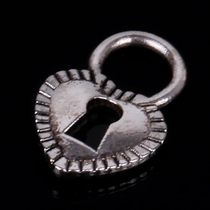 RUBYCA 30pcs Tibetan Silver Tone Spacer Beads Fit European Charms Bracelet Lock-Shaped Heart