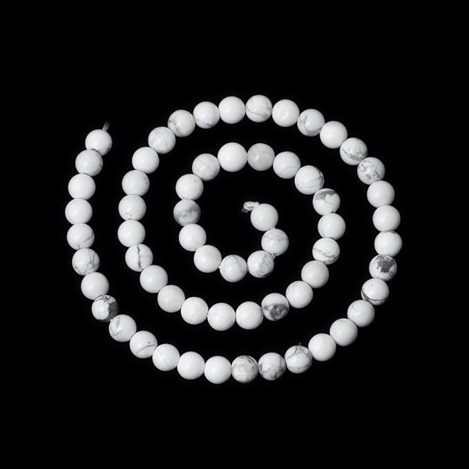 cheavian 6mm 60pcs natural white howlite gemstone round loose stone beads for jewelry making diy crafts design 1 strand 15"