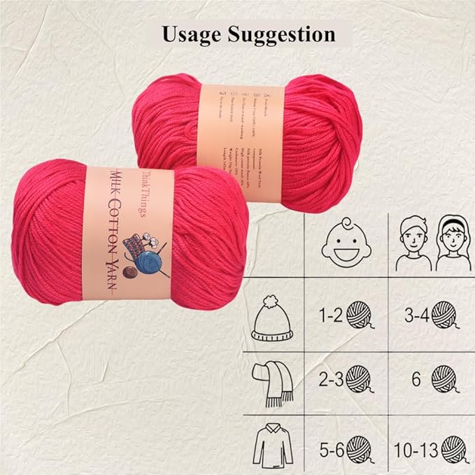 Acrylic Yarn for Crocheting Bulk DIY Knitting Yarn Rose Red Cotton Yarn 10Balls Pack 17.6Ounces,Red Crocheting Yarn