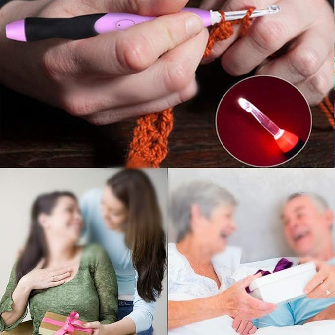 Yarniss Lighted Crochet Hooks Set - 11 Sizes Light Up Crochet Hooks with Case,Rechargeable Crochet Hook with Light,2.5mm to 8mm